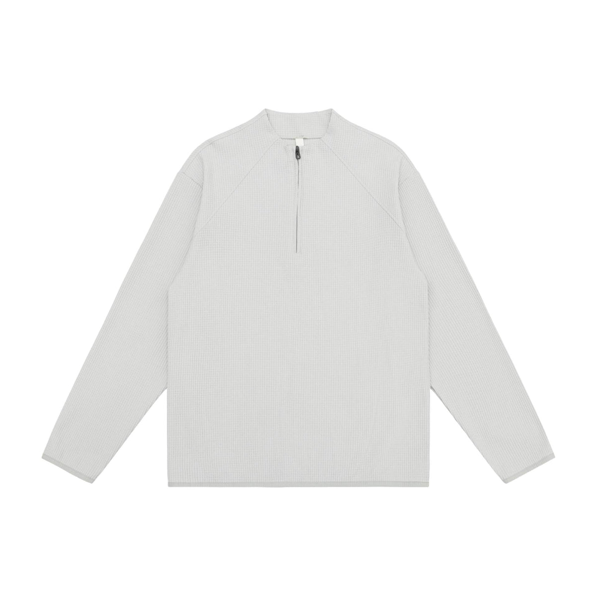 Unisex waffle structure half-zip pullover with short zipper and boxy silhouette EVA-US