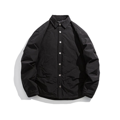 Men's Lightly Padded Overshirt Jacket with Shirt Collar and Snap Placket EVA-US