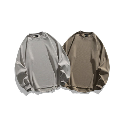 Unisex Oversize Waffle Knit Sweatshirt with Round Neck EVA-US