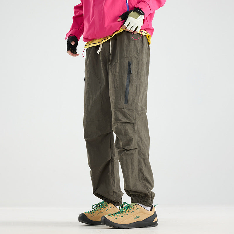 Men's Lightweight Tech Cargo Jog Pants made of Ripstop with Thigh Zipper and Elastic Hem EVA-US