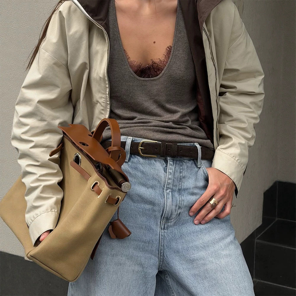 Women's Lightweight Bomber Jacket in Colorblock Style with High Stand-Up Collar EVA-US