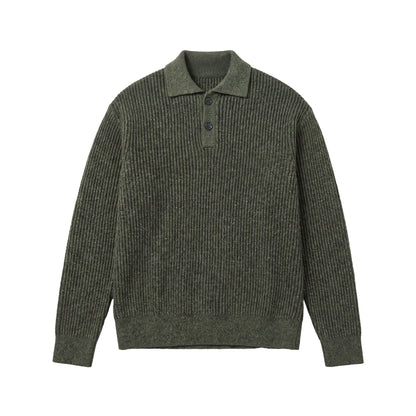 Men's knit sweater with polo collar and distinctive ribbed structure EVA-US