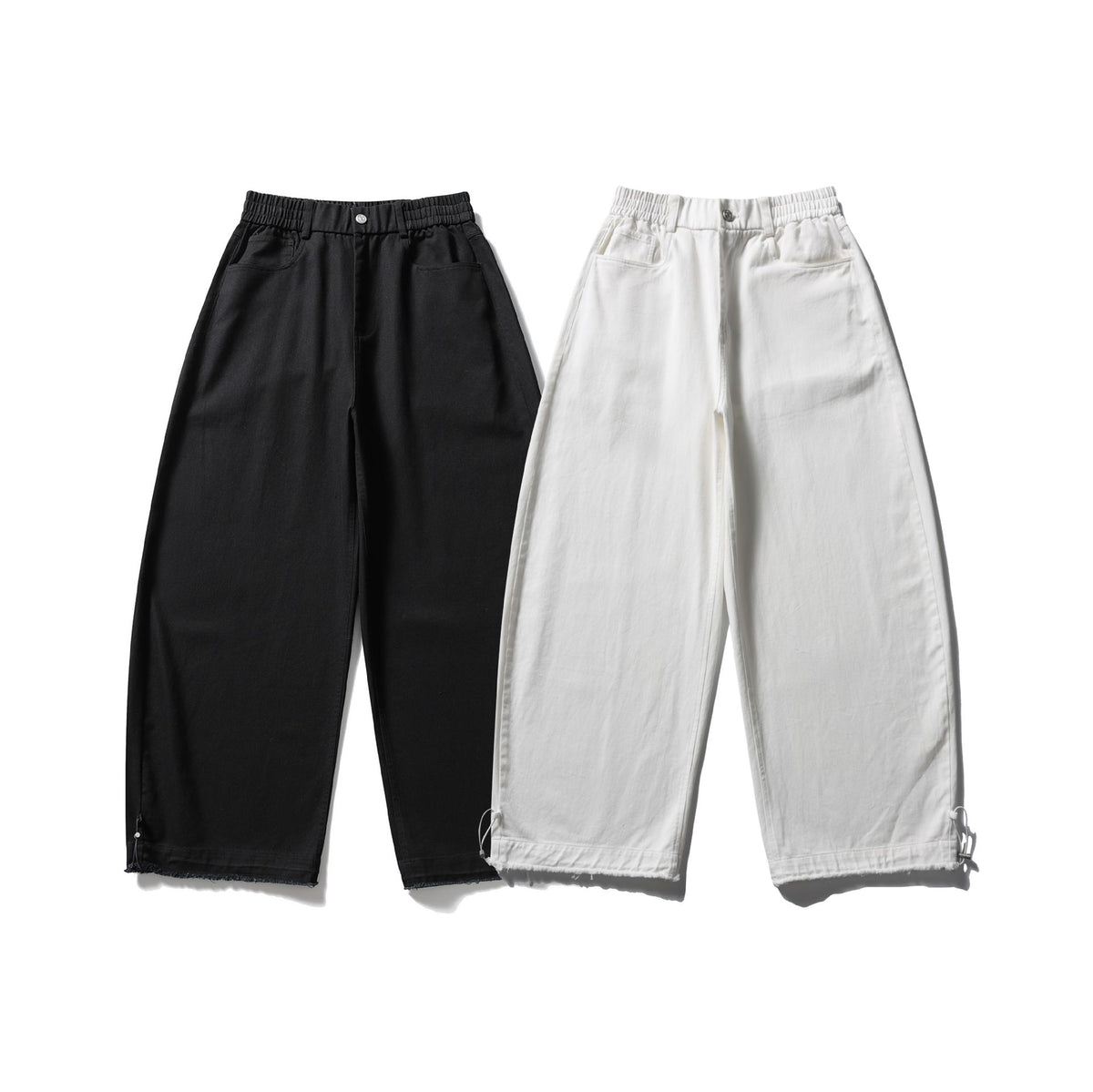 Women culotte pants in a wide cut with elastic waistband and drawstring EVA-US