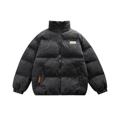 Unisex Boxy quilted short jacket with high funnel collar and teddy fleece look EVA-US