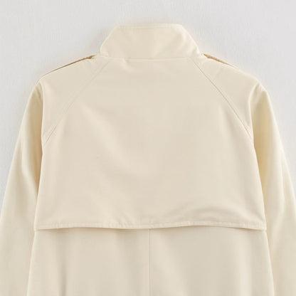 Women's short parka in field style with drawstring, flap pockets and stand-up collar EVA-US