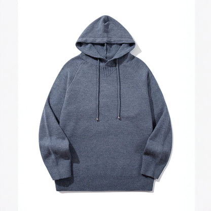 Unisex knitted hoodie with raglan sleeves and wide ribbed hem EVA-US
