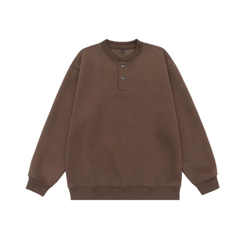 Unisex Loose-fitting sweatshirt with half-button placket and ribbed cuffs EVA-US