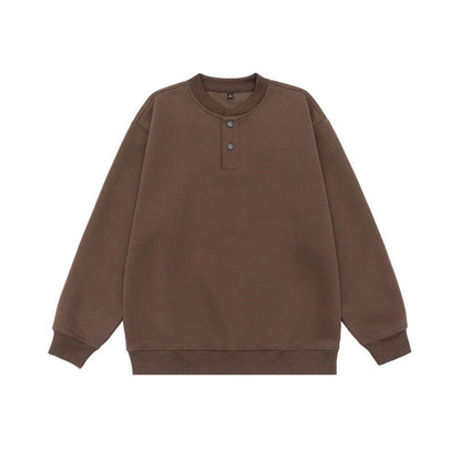 Unisex Loose-fitting sweatshirt with half-button placket and ribbed cuffs EVA-US