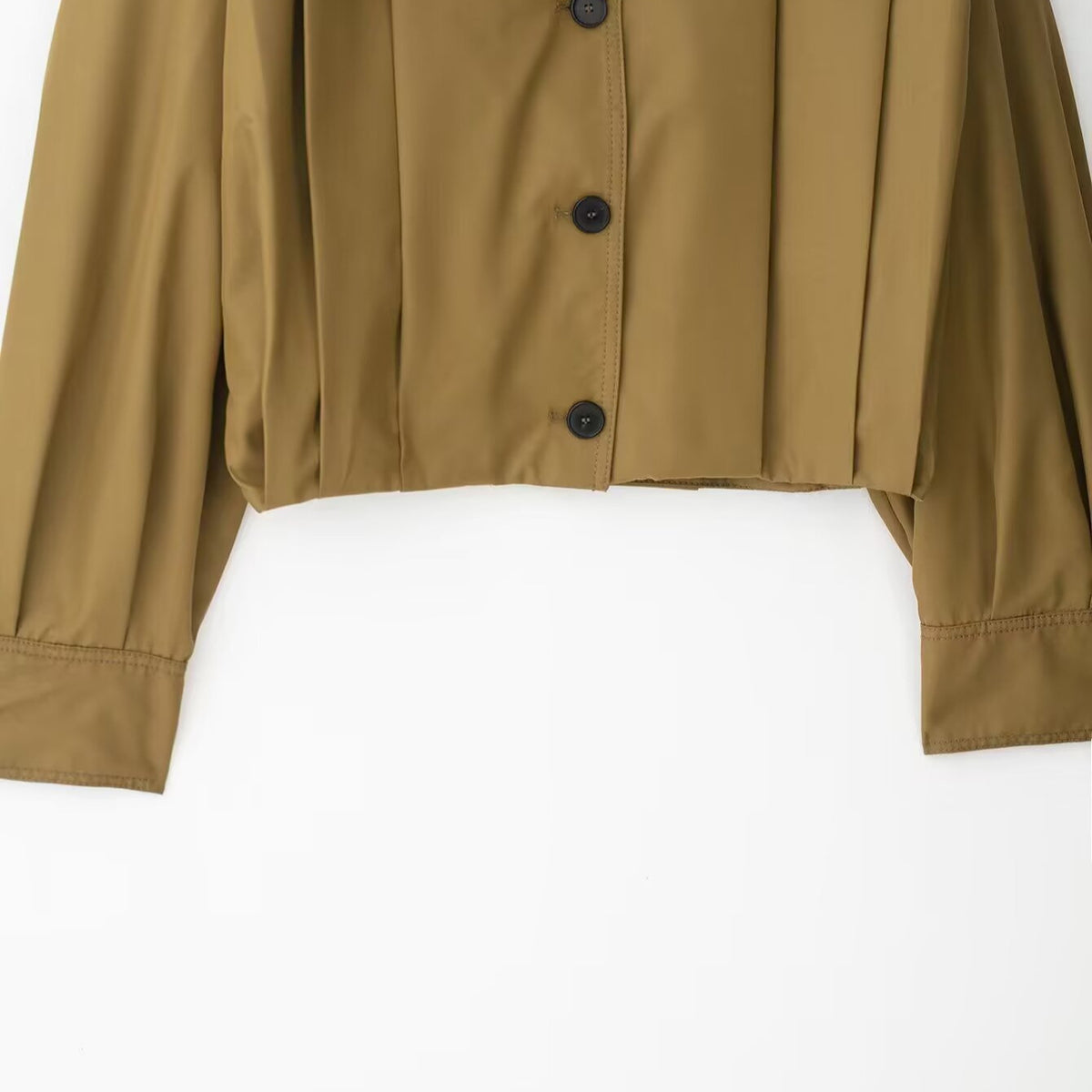 Women Cropped Blouse Jacket with Shirt Collar and Shoulder Straps EVA-US