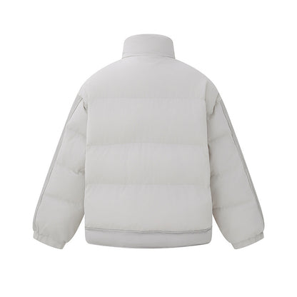 Unisex Short Cut Boxy Quilted Jacket with High Stand-Up Collar and Snap Button Placket EVA-US