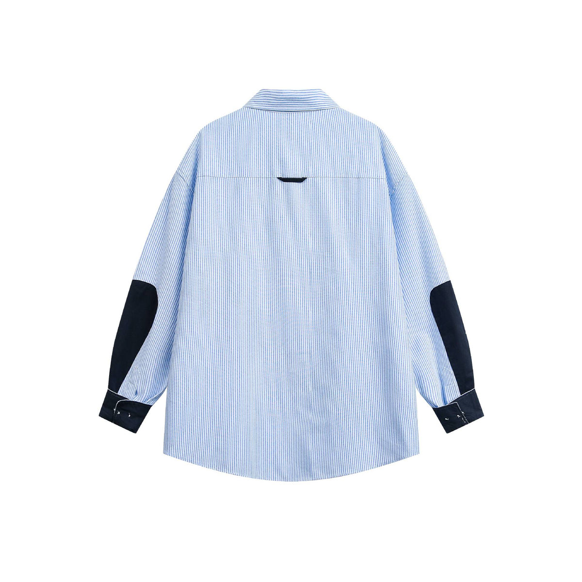 Unisex Wide Striped Shirt in Shirt Jacket Style with Contrast Details EVA-US