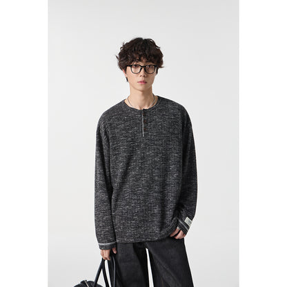 Unisex Thermal Waffle Knit Henley Shirt with Button Placket and Ribbed Texture EVA-US