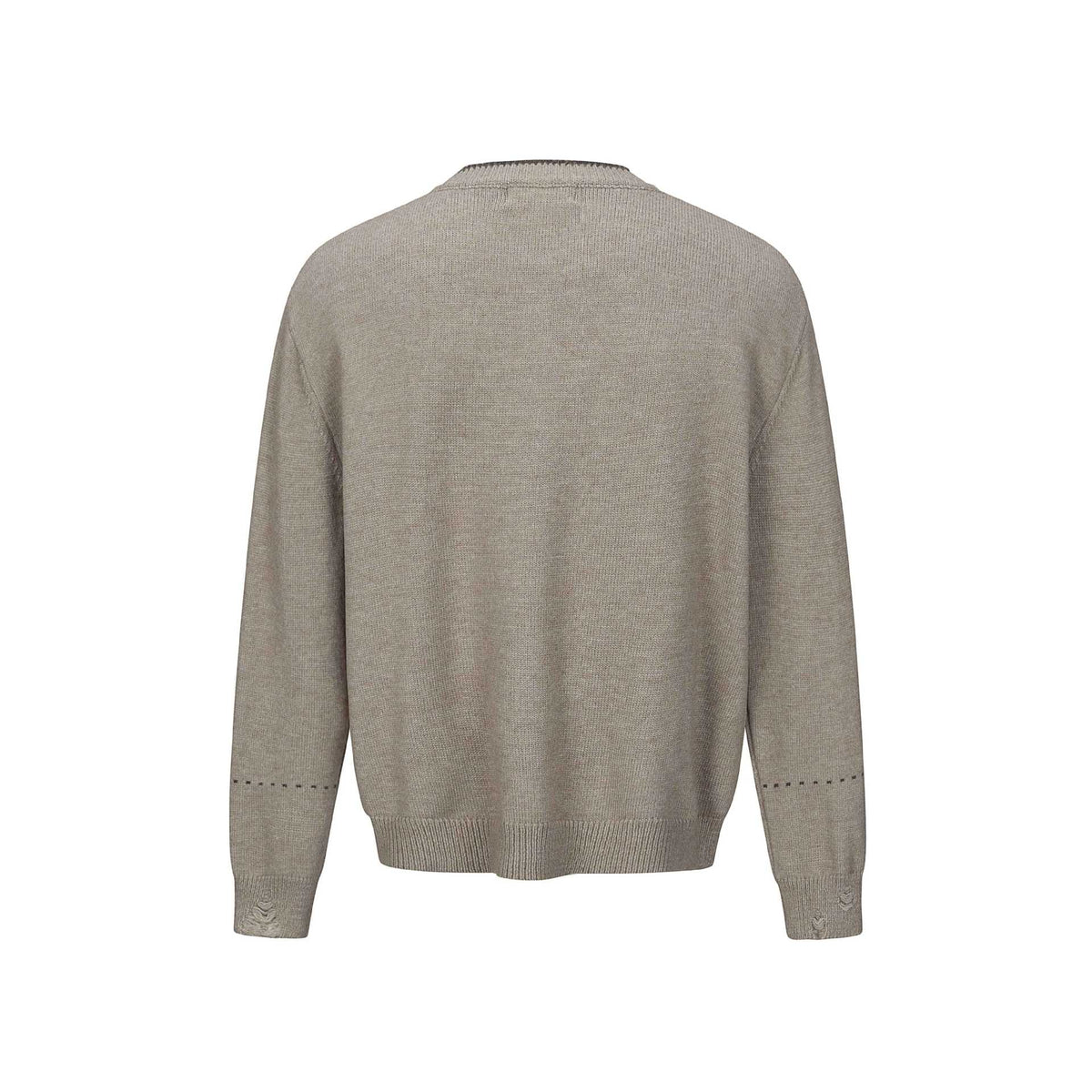 Unisex Simple Cardigan with Round Neck, Wooden Button Placket and Ribbed Hem EVA-US