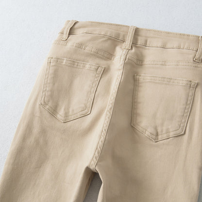 Women's Highwaist Flared Trousers made of Stretch Denim with five pockets and raw hem EVA-US