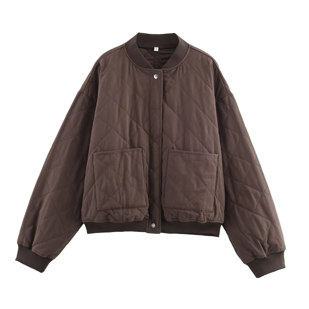 Women Oversized Quilted Blouson with Raglan Sleeves and Patch Pockets EVA-US