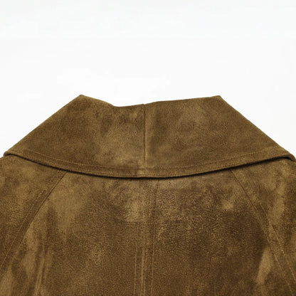 Women's Tailored Velvet Look Wrap Coat with Shawl Collar and Tied Belt EVA-US