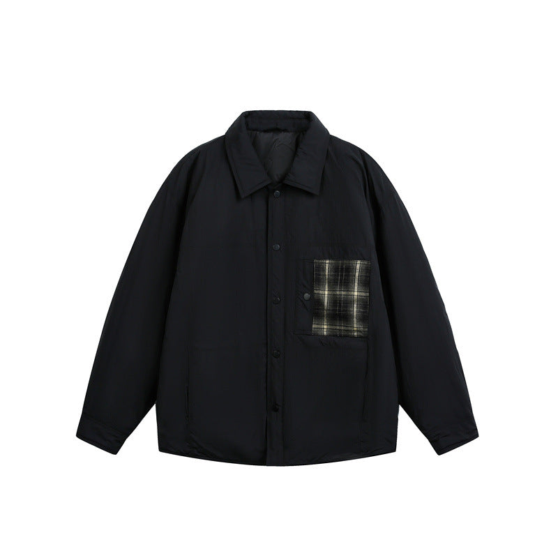 Men's Quilted Shirt Jacket with Contrast Check Pocket EVA-US