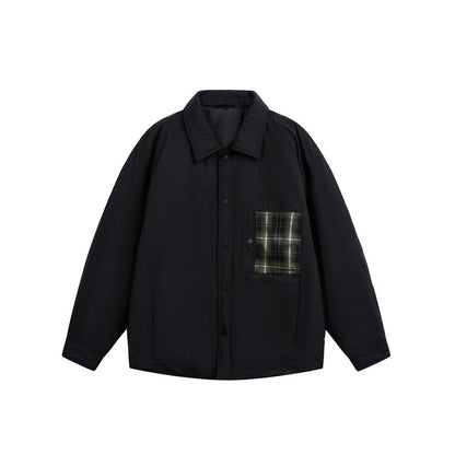 Men's Quilted Shirt Jacket with Contrast Check Pocket EVA-US