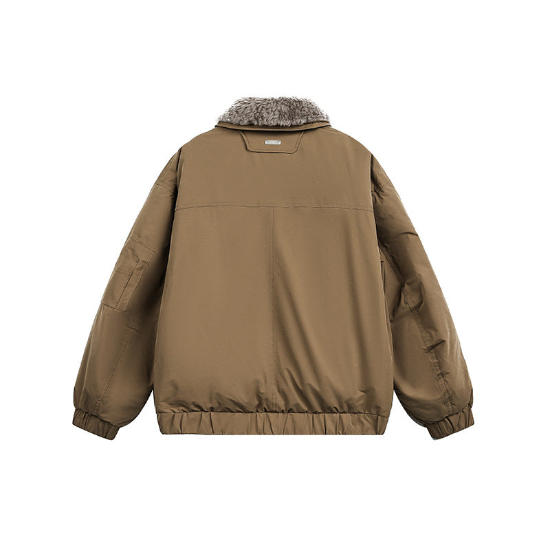 Men's Lined Bomber Jacket with Teddy Collar and Utility Pockets EVA-US