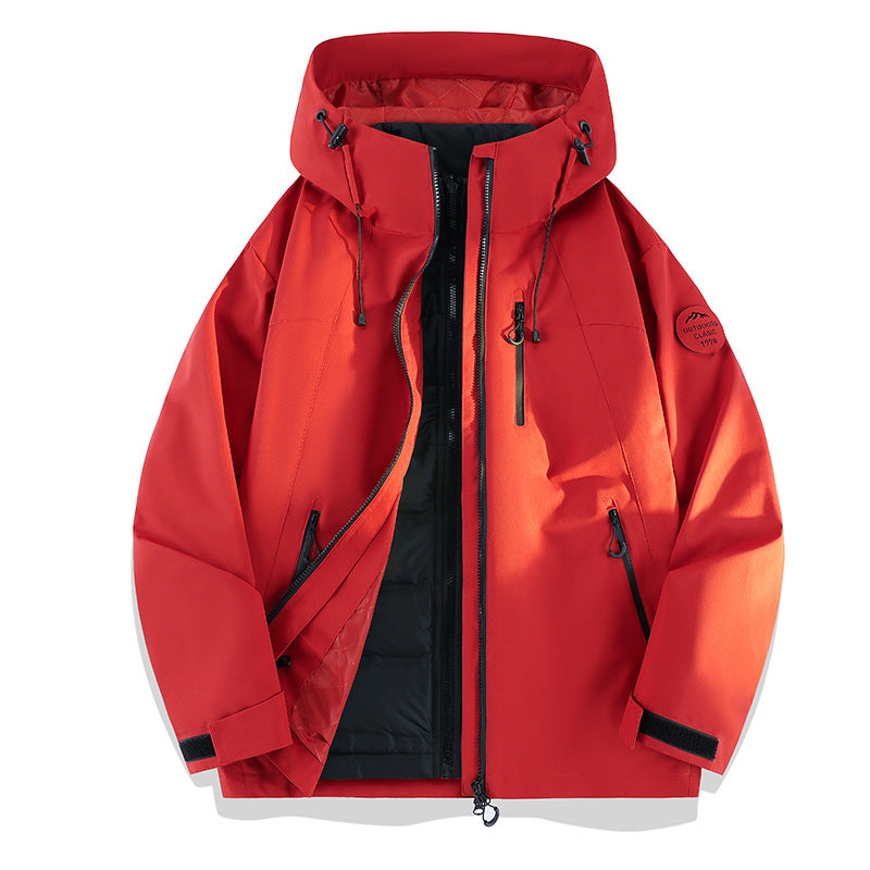 Women Lightweight Waterproof Hooded Jacket with Teddy Charm and Concealed Zipper Pockets EVA-US