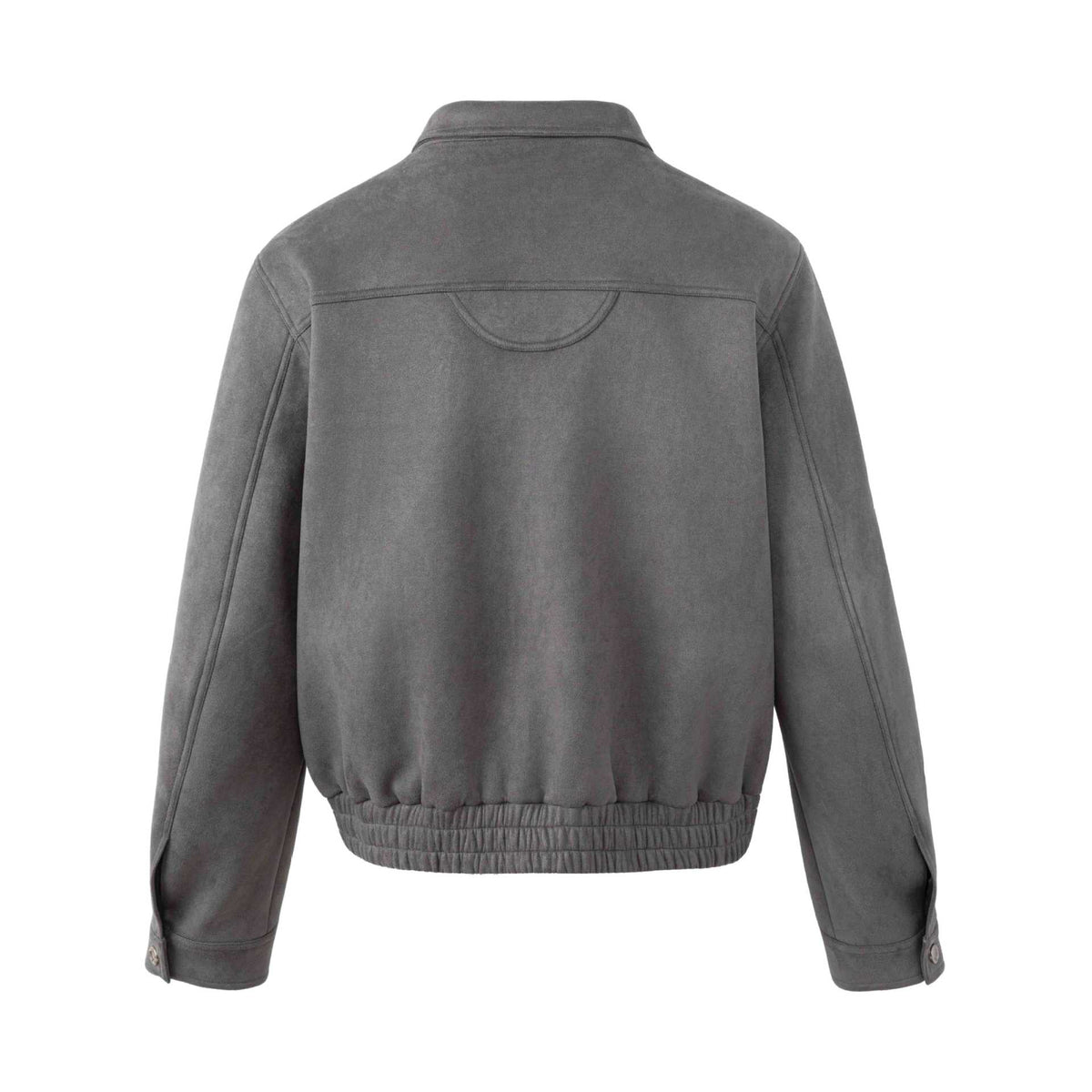 Men's short velour jacket with utility pockets, zippers, and high stand-up collar EVA-US