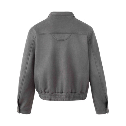 Men's short velour jacket with utility pockets, zippers, and high stand-up collar EVA-US