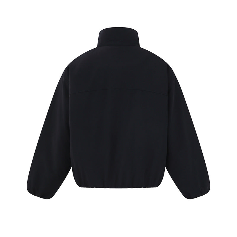 Unisex Lightweight Boxy Puffer Jacket with High Stand-Up Collar and Elastic Hem EVA-US