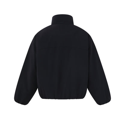 Unisex Lightweight Boxy Puffer Jacket with High Stand-Up Collar and Elastic Hem EVA-US