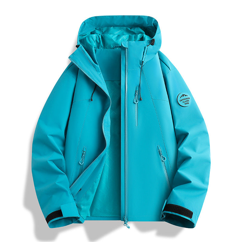 Women Lightweight Waterproof Hooded Jacket with Teddy Charm and Concealed Zipper Pockets EVA-US