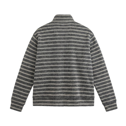 Men's Structured Half-Zip Knit Sweater with Stand Collar EVA-US