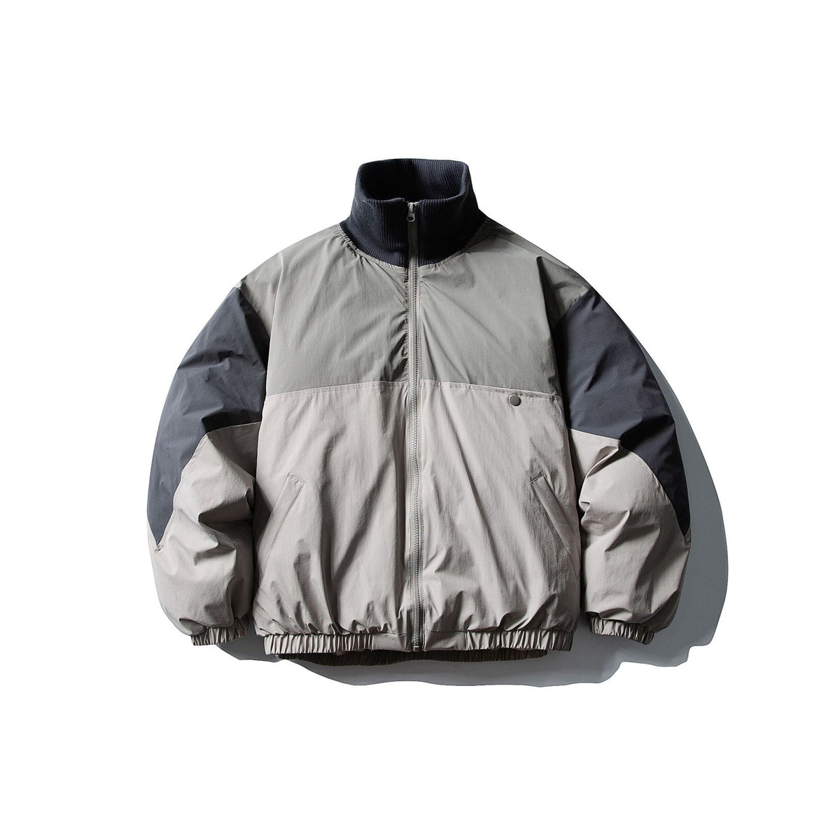 Men's Quilted Boxy Bomber with High Ribbed Collar and Elastic Hem EVA-US