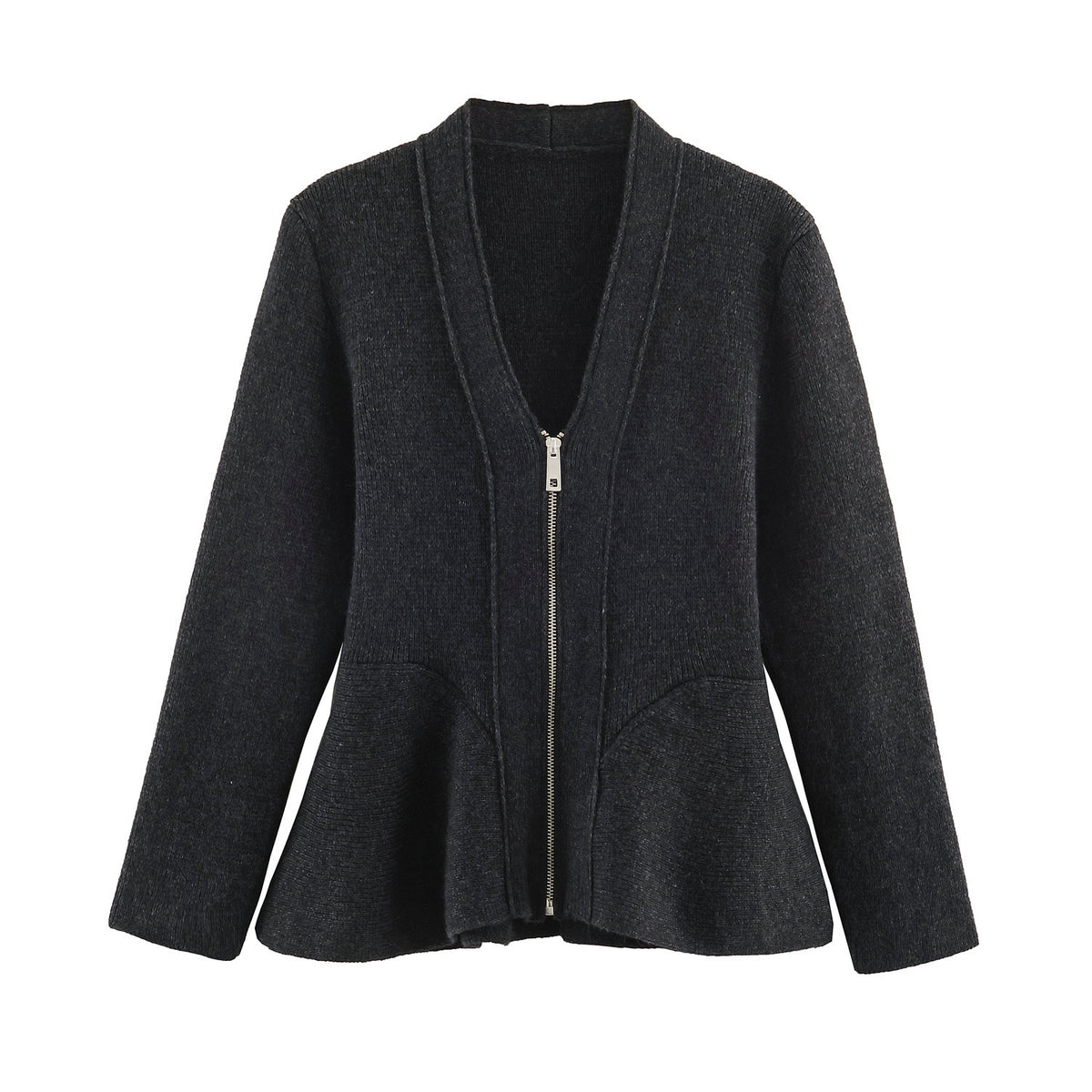 Women’s cardigan with zipper and peplum cut EVA-US