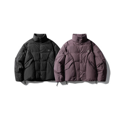 Men's Short Boxy Insulation Jacket with High Standing Collar and Large Flap Pockets EVA-US