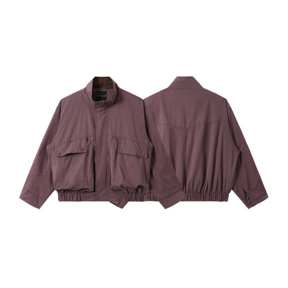 Unisex Short-Cut Utility-Field Blouson with Funnel Collar and Large Flap Pockets EVA-US