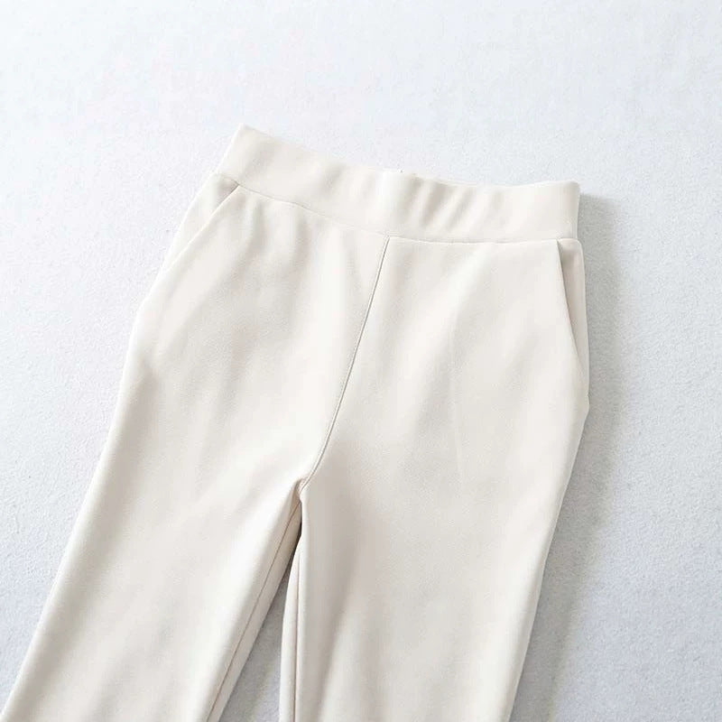 Women's High-Waisted Stretch Flared Pants with Wide Hem EVA-US