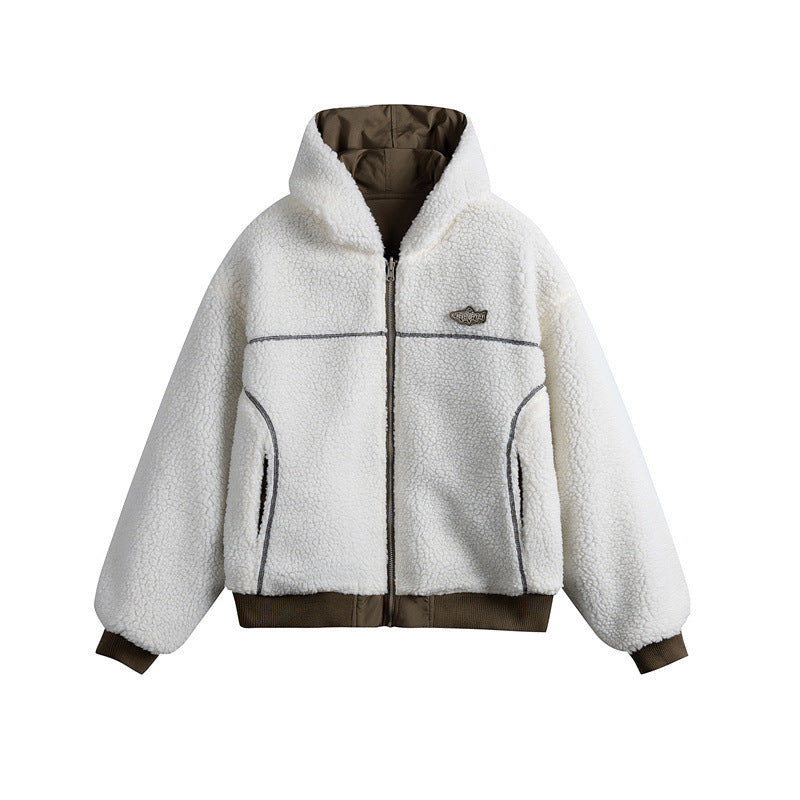 Unisex Oversize Utility Bomber with padded teddy lining and asymmetrical flap pockets EVA-US
