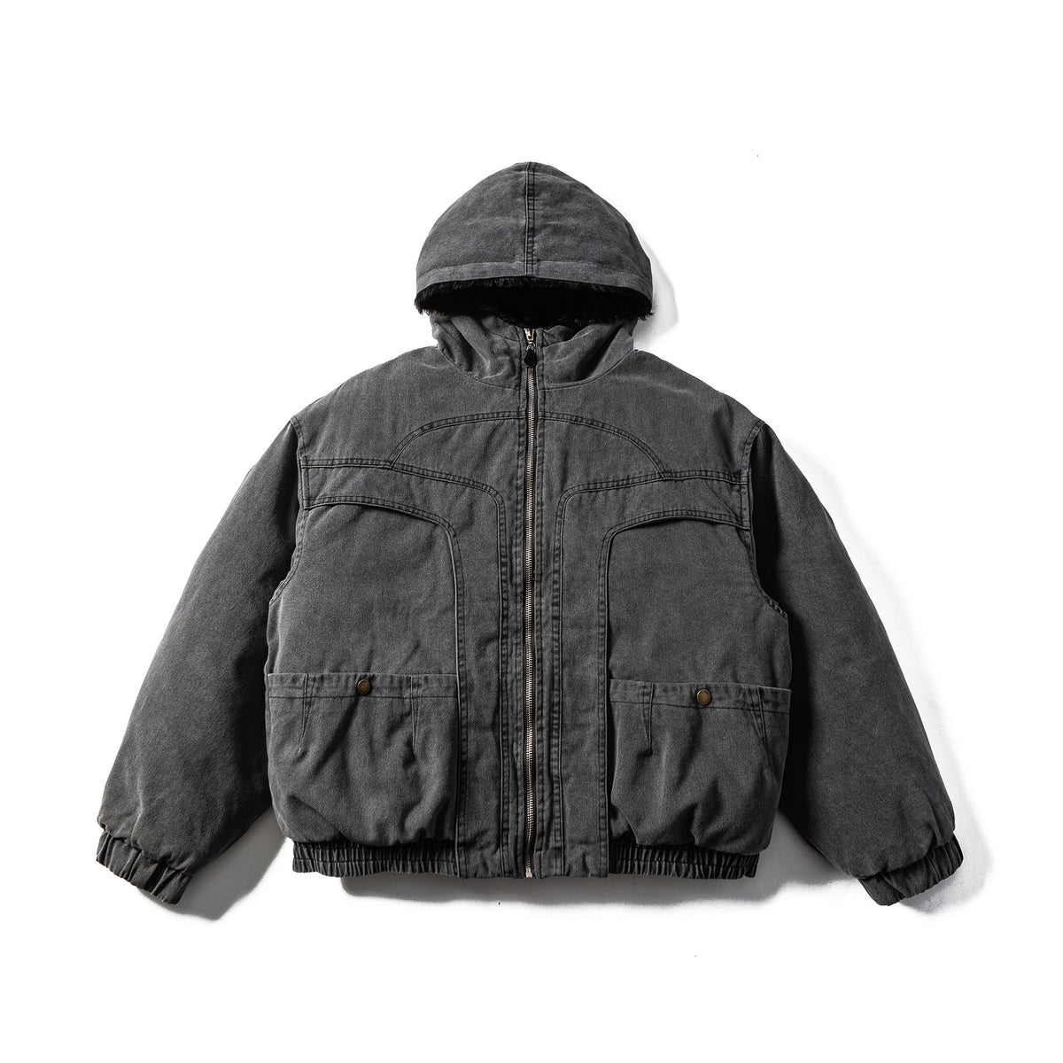 Men's Robust Hooded Field Jacket with Teddy Lining and Utility Pockets EVA-US