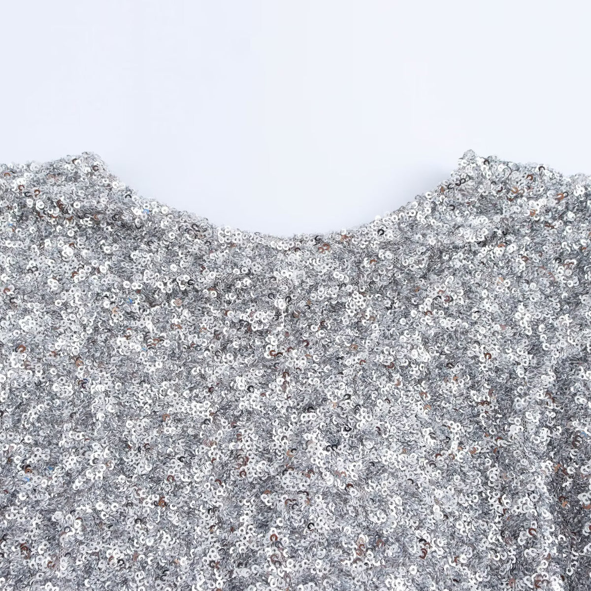 Women's Sequin Mini Dress with Long Sleeves and Boat Neck