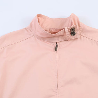 Women Lightweight Cropped Field Jacket with Stand-up Collar, Drawstring and Flap Pockets EVA-US