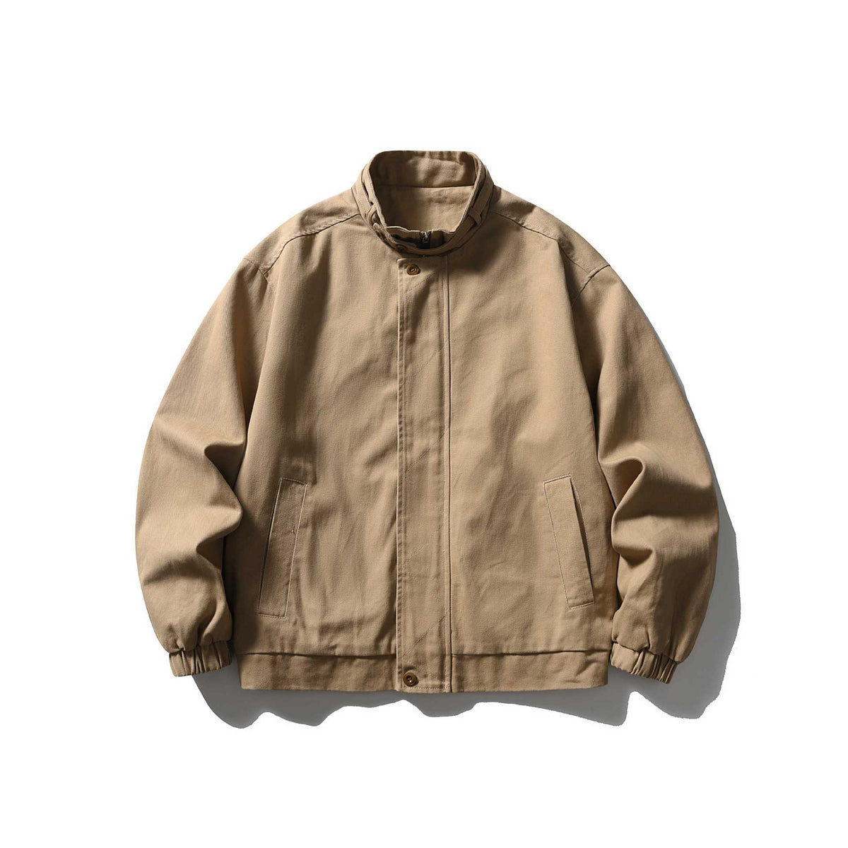 Men's Short Cut Functional Canvas Blouson Jacket with High Stand-Up Collar EVA-US