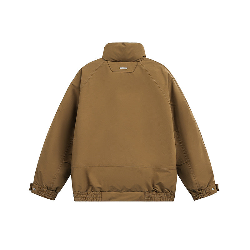 Unisex Oversize Blouson Jacket with Stand-Up Collar and Quilted Inner Lining EVA-US