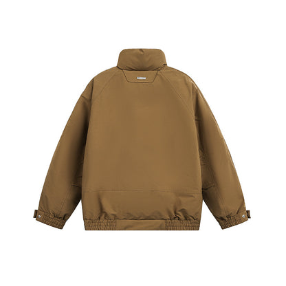 Unisex Oversize Blouson Jacket with Stand-Up Collar and Quilted Inner Lining EVA-US