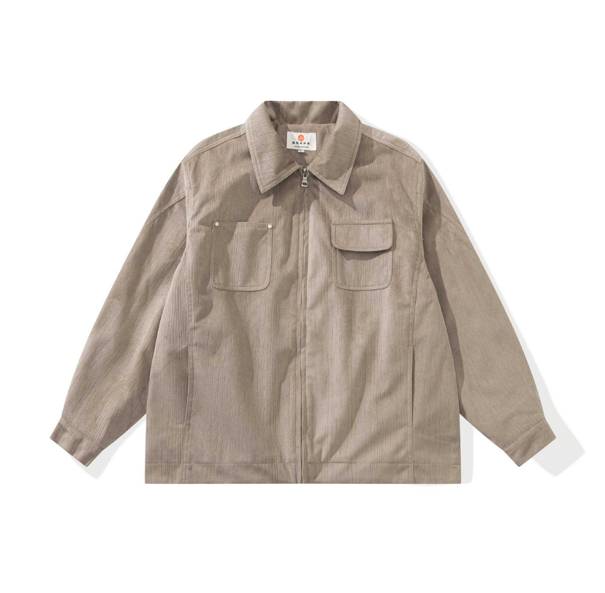 Unisex Boxy Cut Cord Over Shirt with Zipper and Flap Pockets EVA-US