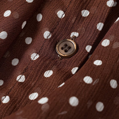 Women's semi-transparent chiffon blouse with dots, ruffle details and bow collar EVA-US