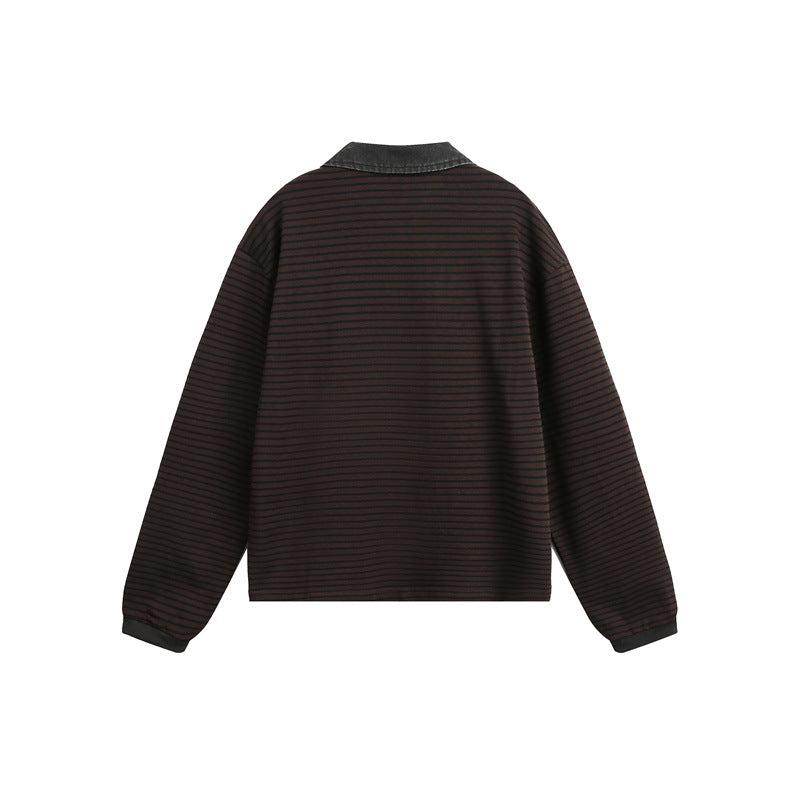 Unisex Relaxed-Rugby-Polo shirt with cord collar and fine striped knit EVA-US