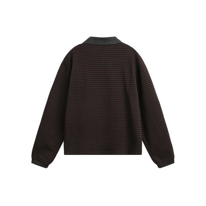 Unisex Relaxed-Rugby-Polo shirt with cord collar and fine striped knit EVA-US