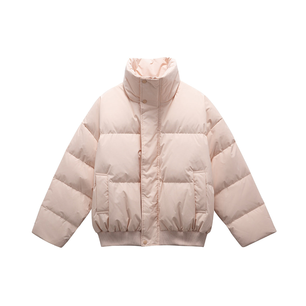 Unisex Boxy padded short jacket with high stand collar and elastic hem EVA-US