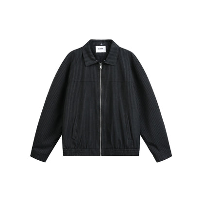 Men's boxy blouson jacket made of pinstripe fabric with contrasting shirt collar EVA-US
