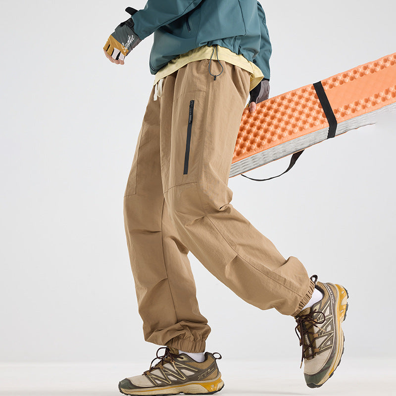 Men's Lightweight Tech Cargo Jog Pants made of Ripstop with Thigh Zipper and Elastic Hem EVA-US