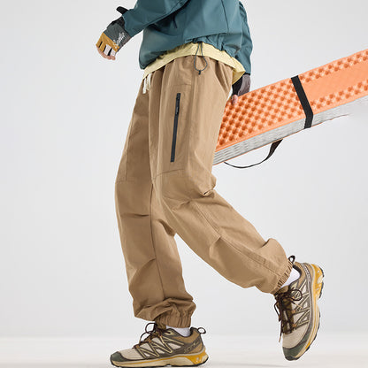 Men's Lightweight Tech Cargo Jog Pants made of Ripstop with Thigh Zipper and Elastic Hem EVA-US